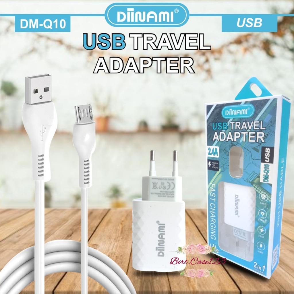 BM058 Diinami Q10 Cashan charger original 2.4Amper Samsung oppo xiaomi realme Vivo Free kabel Micro BC2628