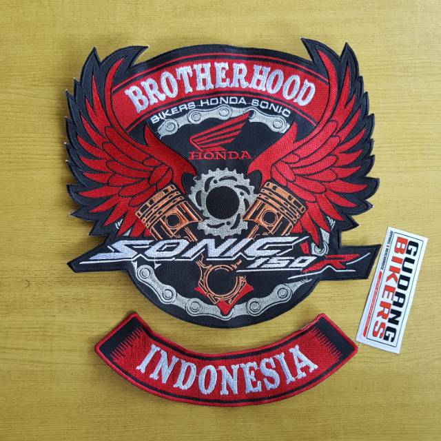 emblem bordir honda sonic 020 besar for belakang rompi or jaket motor bikers patch aksesoris