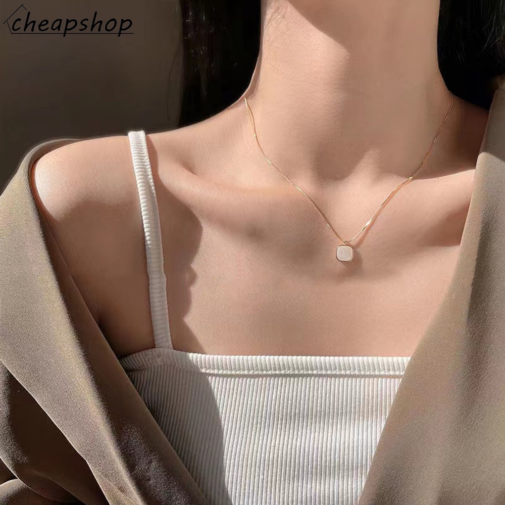 IFYOU Kalung Choker Bentuk Kotak Warna Silver Gaya Korea Untuk Wanita