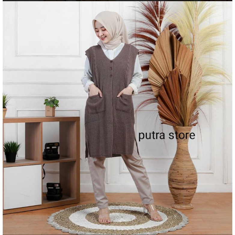 LONG VEST RISA KANCING TEBAL PREMIUM