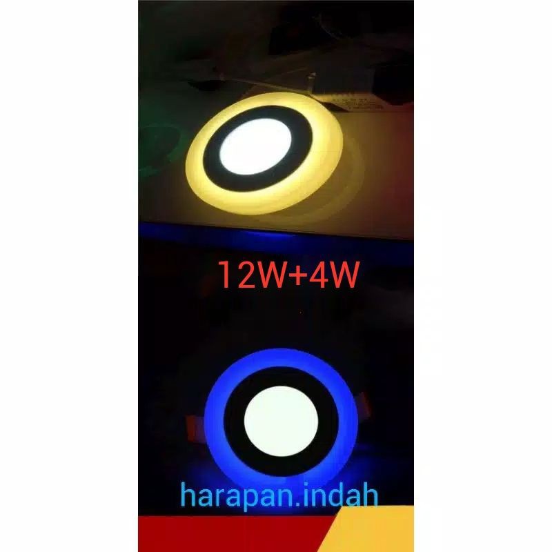 DOWNLIGHT LED PANEL 2 WARNA 12W+4W WATT BULAT  TENGAH PUTIH