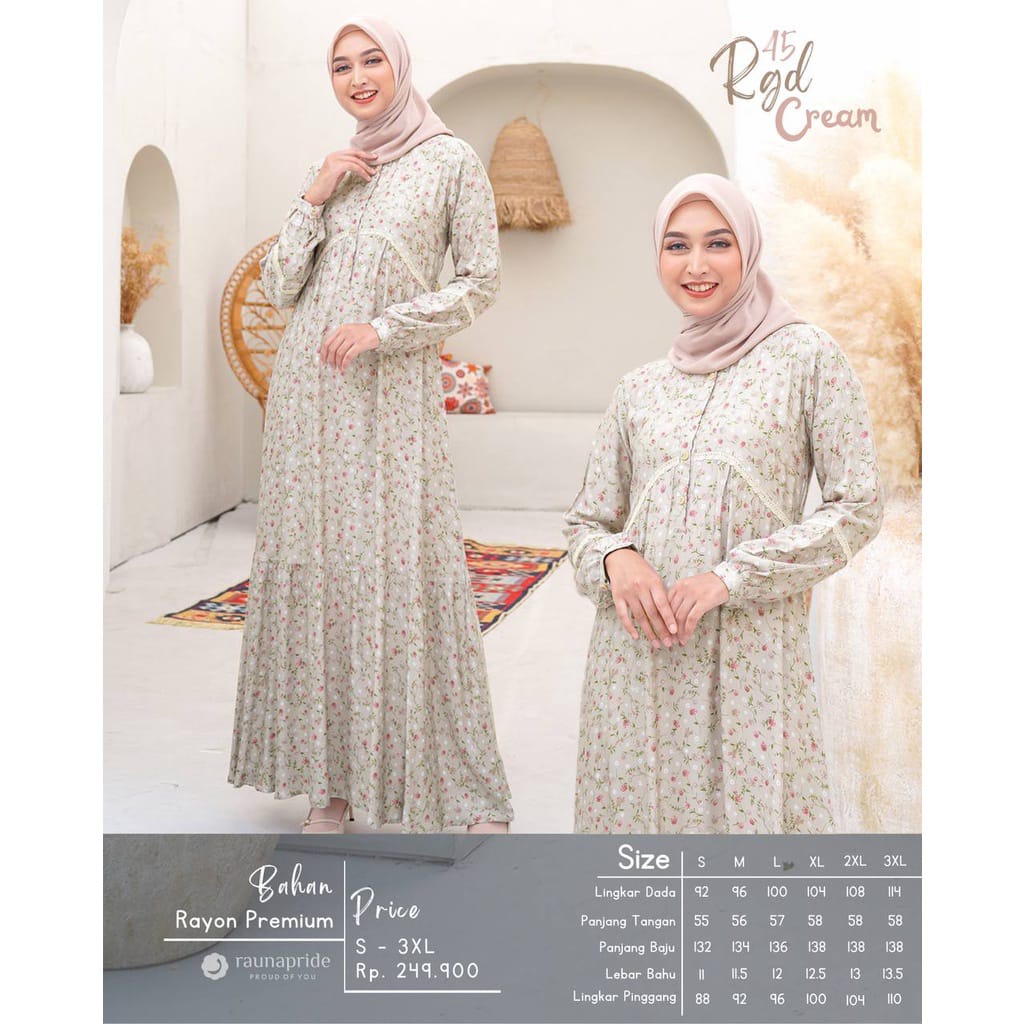 Rauna RGD 45 - Gamis Rauna Terbaru 2022 - Gamis Motif Kekinian