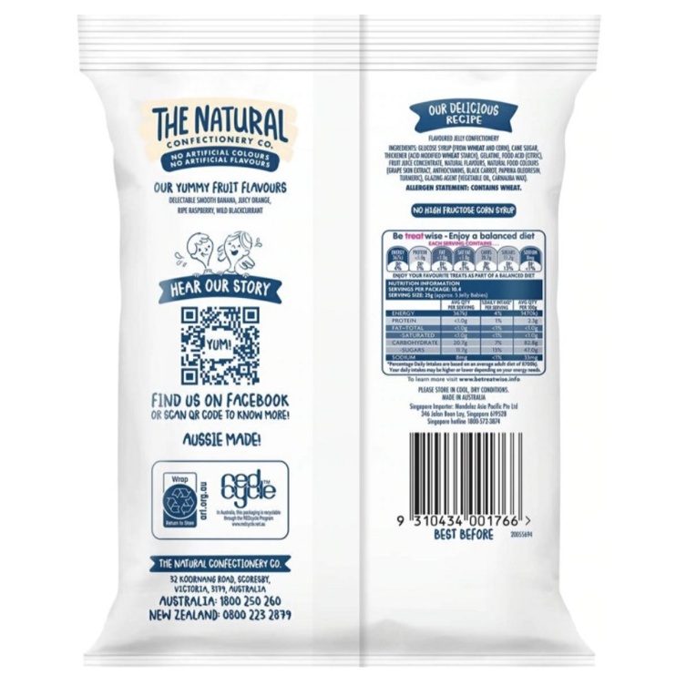

RB THE NATURAL CONFECTIONERY CO. JELLY CANDY GUMMY PRODUCT OF AUSTRALIA TNCC
