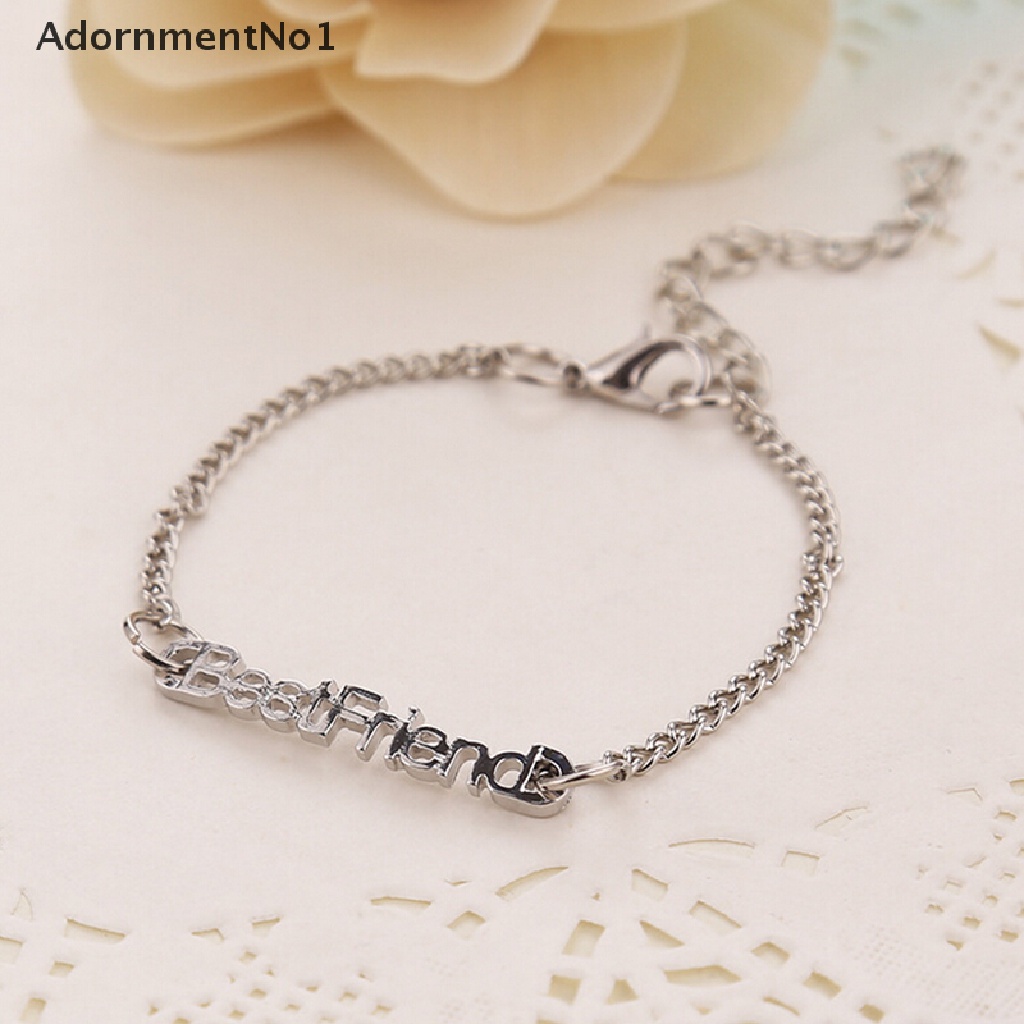 (AdornmentNo1) Gelang Persahabatan Bahan Alloy Desain Tulisan Best Friends Untuk Pria / Wanita