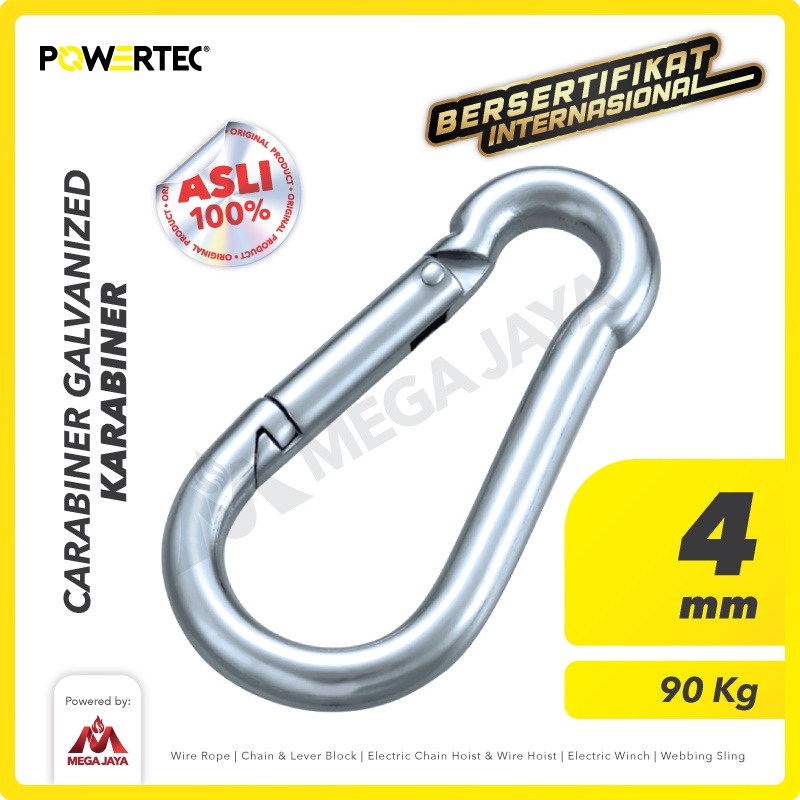 POWERTEC Carabiner / Karabiner Galvanized - 4mm