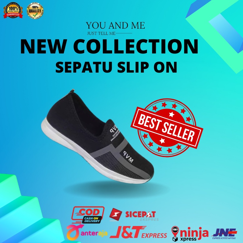PVN Sepatu Sneakers pria casual keren murah Slip on Original 100% import kulit tanpa tali formal mur