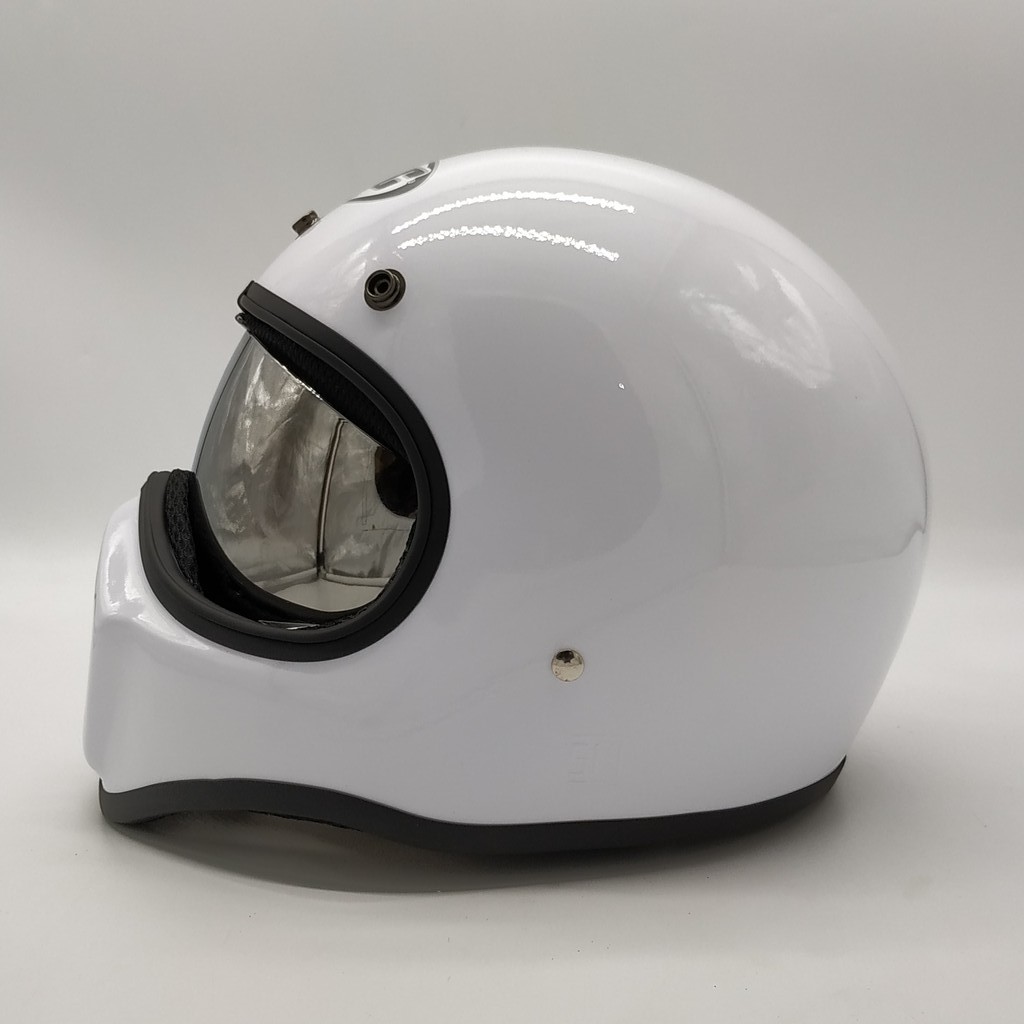 Helm Cakil HBC Polos White Glossy + Inner Visor ( Fullface / Retro / Klasik / Vespa )