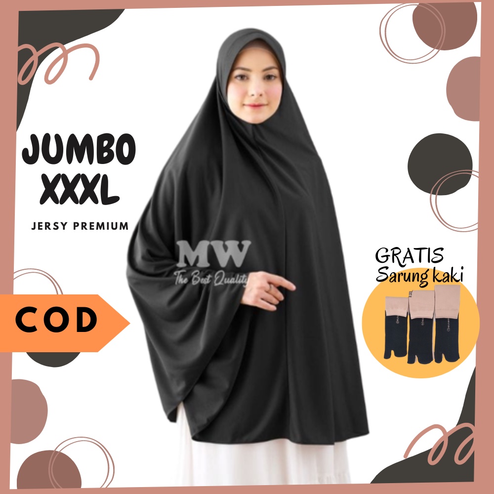 Hijab Syari Polos Ukuran Super Jumbo XXXL Terlaris Jilbab Instan Syar'i Pet Kerudung Besar Lebar Tan