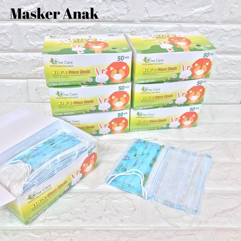 MASKER ANAK MOTIF 3PLY BOX RANDOM / MASKER ANAK EARLOOP NONWOVEN MURAH