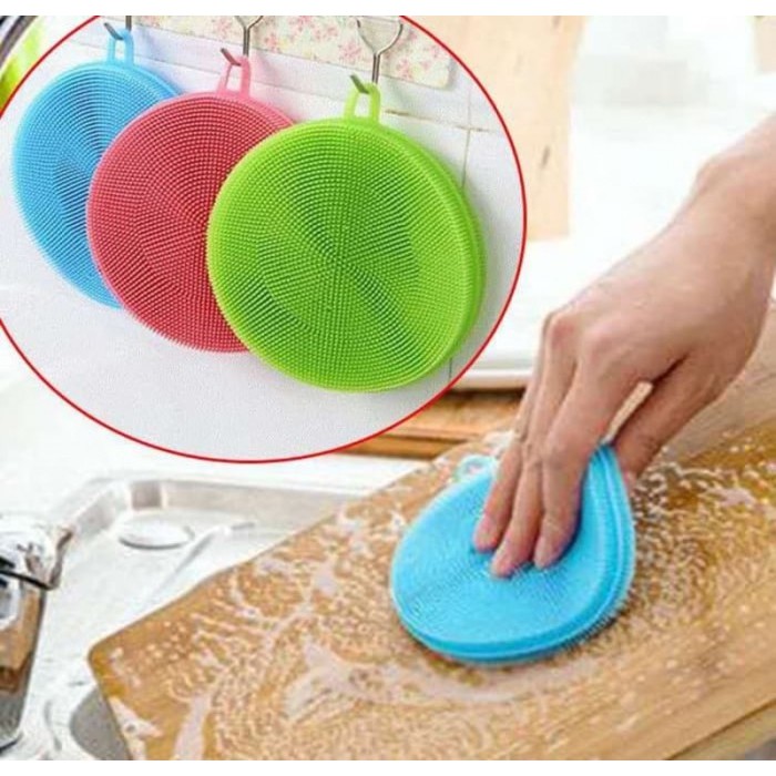 IKILOSHOP Silikon Bulat Alat Cuci Piring Spons Silikon Anti Kuman Sponge Silicone Sikat Anti Kuman Serbaguna Multifungsi Murah 2 dua sisi