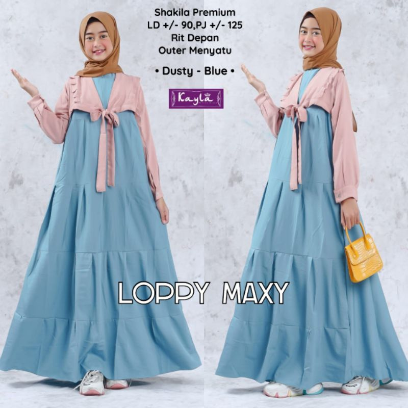 Gamis Anak Perempuan Remaja Tanggung Polos Loppy Maxy by kayla