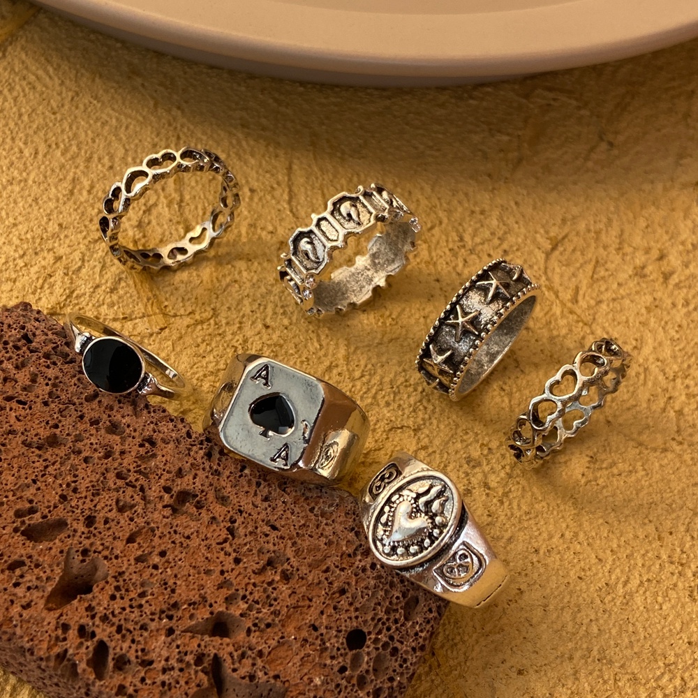 Set Cincin Bentuk Kupu-Kupu Geometris Warna Emas Gaya Retro Untuk Hadiah