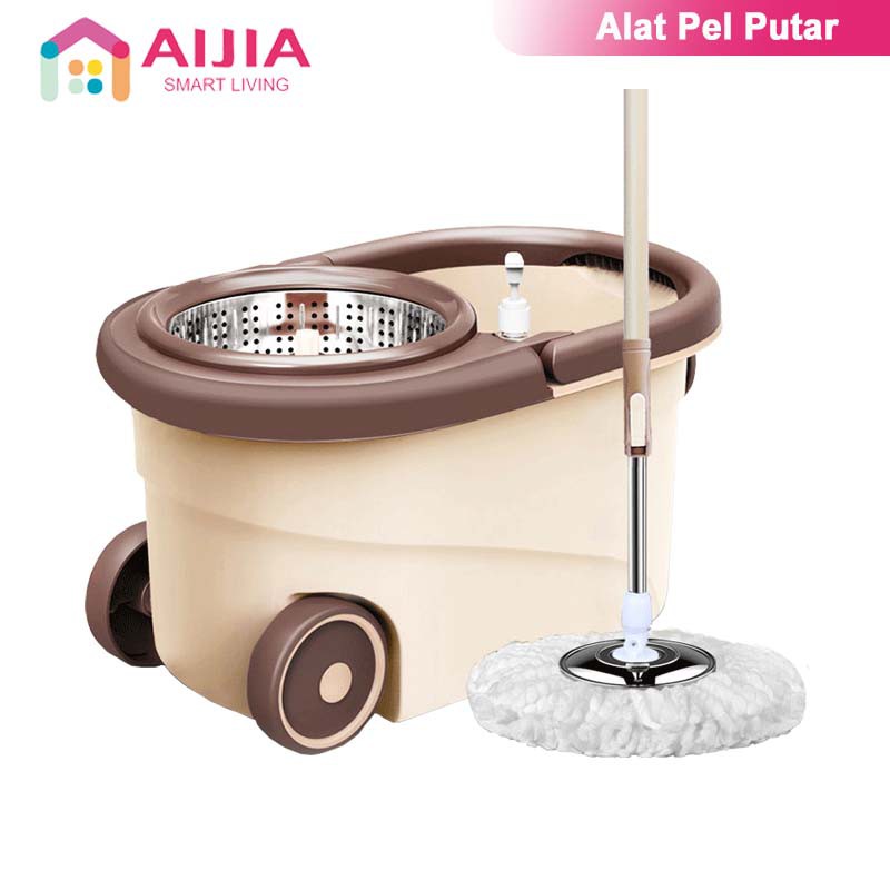 AIJIA Alat Pel Lantai Ultra Mop | Alat Pel Praktis SPIN MOP | Mop Pel Lantai Ultra Mop Aclima 6L