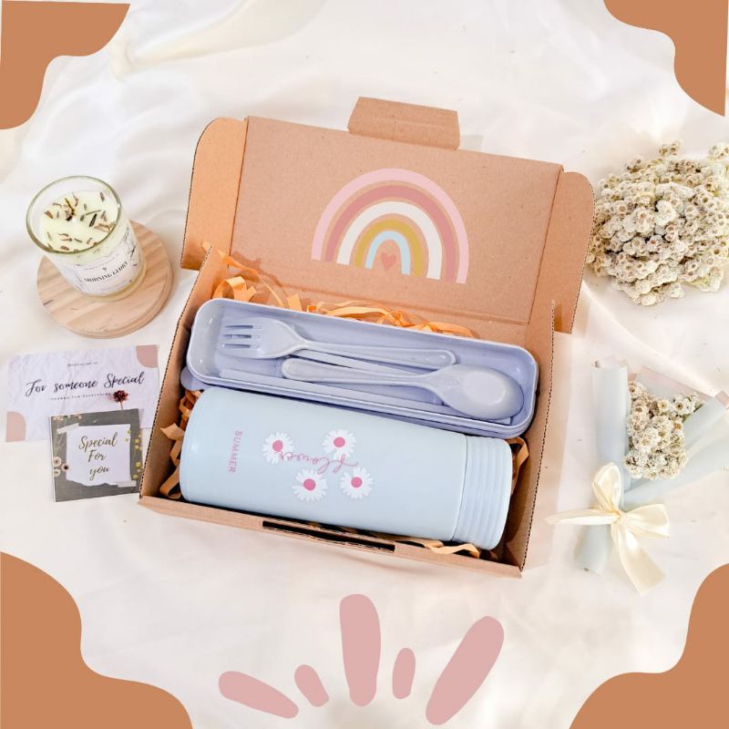 [Ready] - Hampers Gift Box Ulang Tahun Cewek Murah | Hampers Tumbler Botol Kaca | Gift Box Set Botol