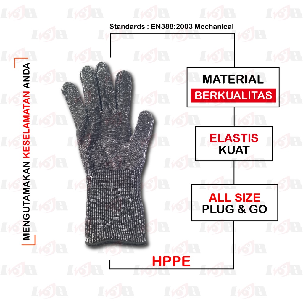 Sarung Tangan Baja Anti Senjata Tajam Bacok Sobek Kevlar Hand Gloves