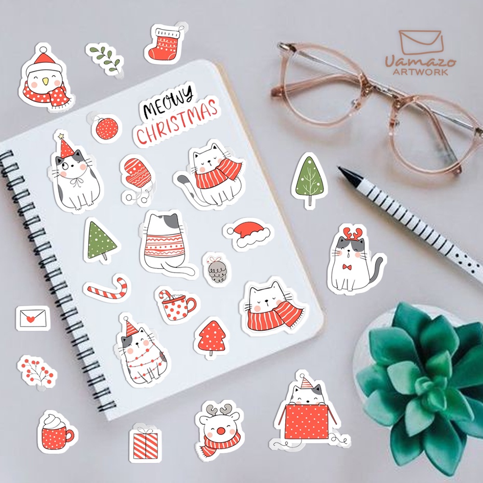 Sticker Kucing / meowy christmas / Sticker Pack / Sticker Lucu / Sticker Aesthetic / Sticker