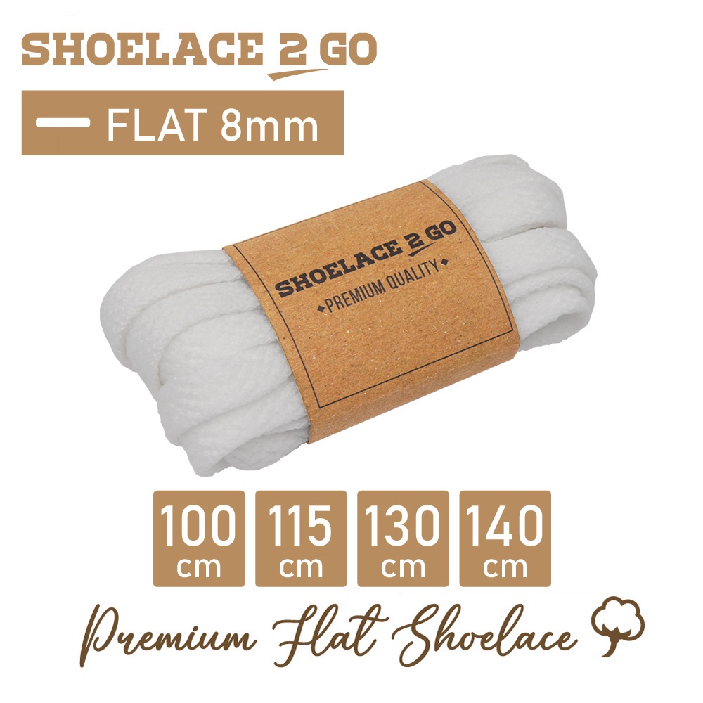 SHOELACE 2 GO PREMIUM TALI SEPATU GEPENG PIPIH FLAT A3 - WHITE