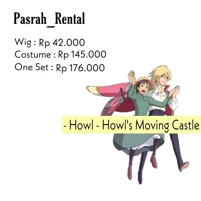 SEWA RENTAL / COSPLAY KOSTUM COSTUME HOWL HOWL’s MOVING CASTLE