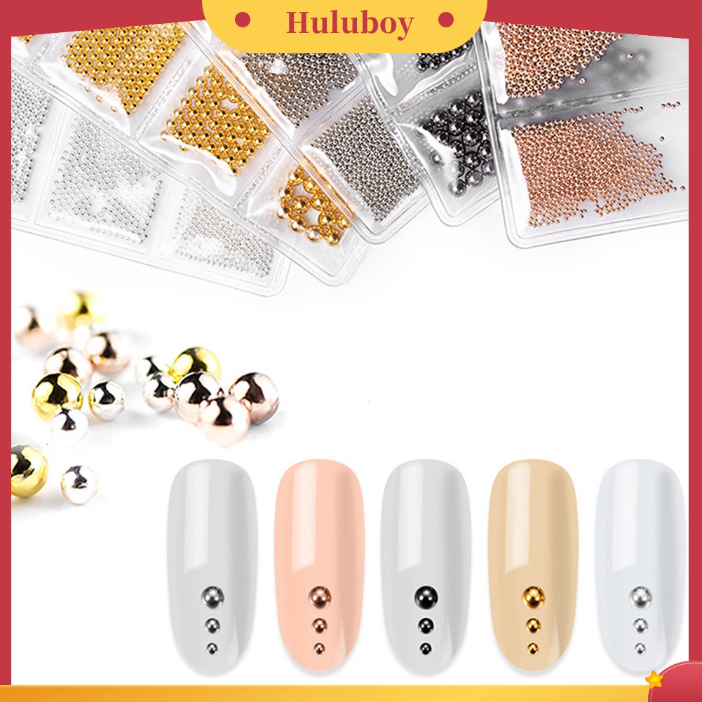 Huluboy Huluboy♡ Manik-manik Caviar Bola Metal 3D Ukuran Campur Untuk Dekorasi Manicure