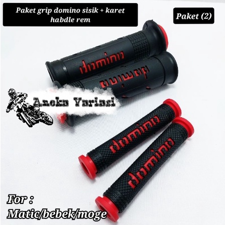 Paket Handgrip domino sisik + karet handle rem warna  Merah