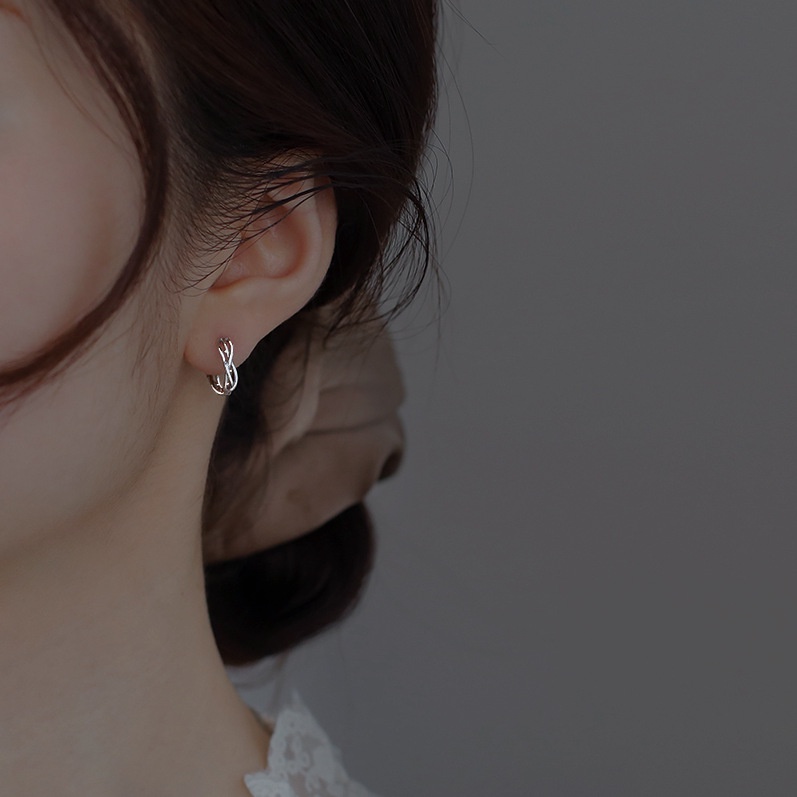 Anting Hoop Berduri Bahan 925 Silver Untuk Wanita