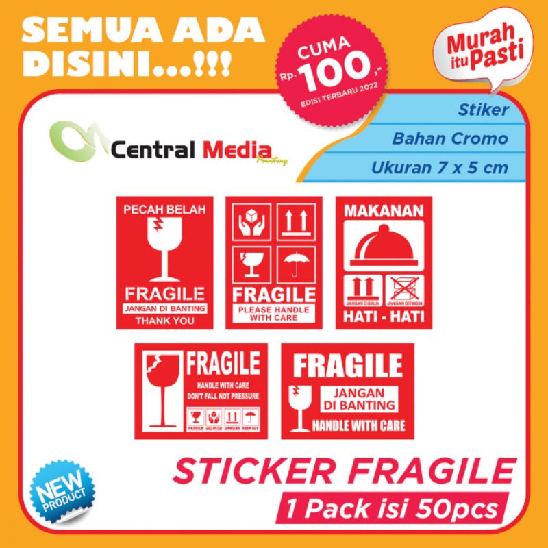 

stiker fragile murah - Rp.5.000 UNTUK 50 PCS