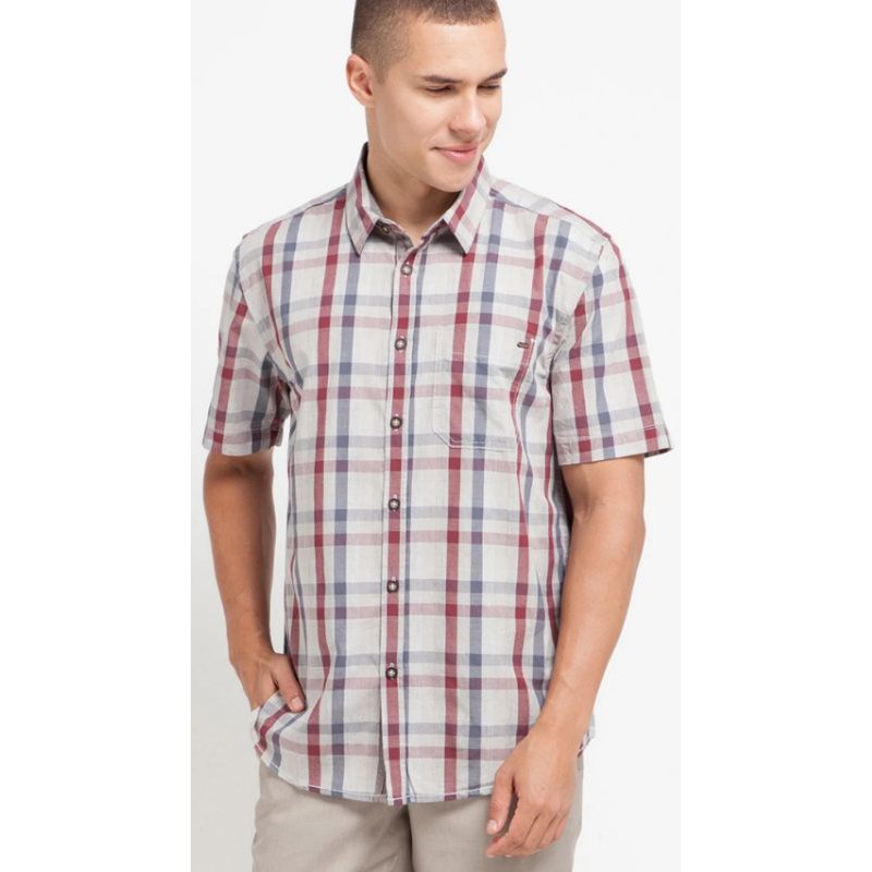 Watchout Casual Kemeja Original 100% - Kemeja Motif Kotak - Kemeja Lengan Pendek Pria