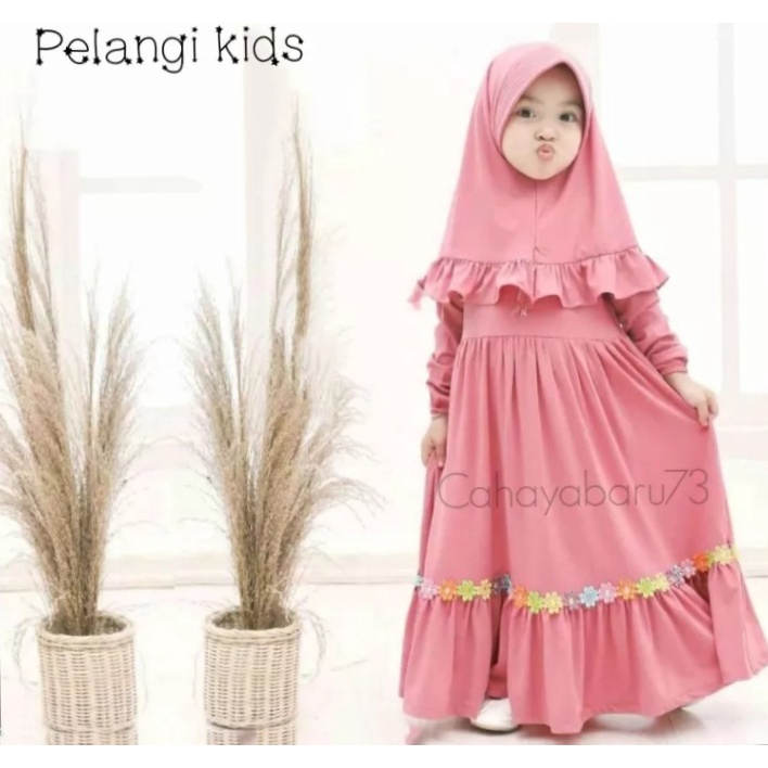 Gamis anak perempuan + kerudung terbaru  / HIFZA KIDS / gamis anak size XS S M L/COD