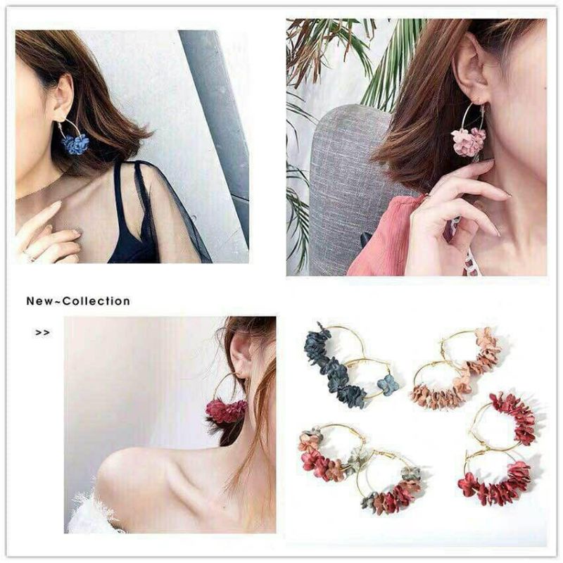 Anting Korea/Anting hoop bunga/Anting fashion/Anting bunga