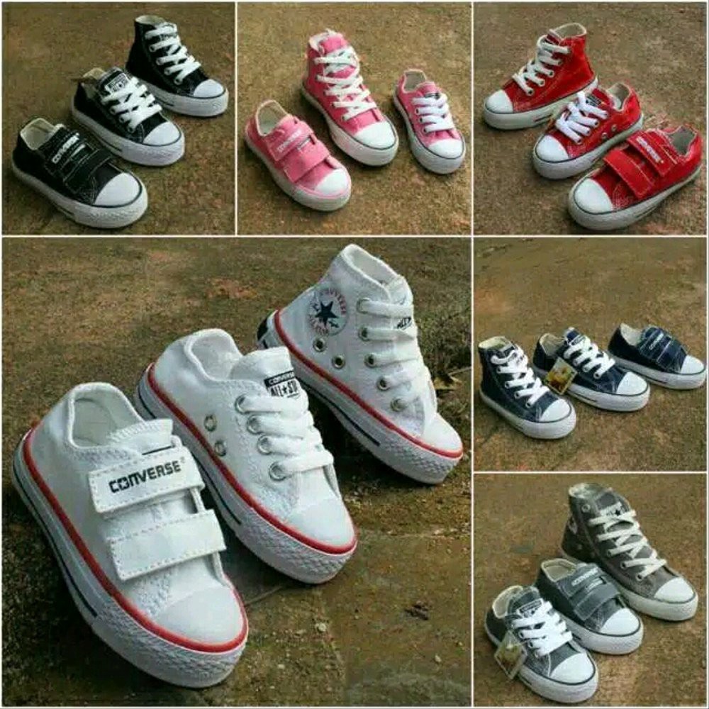 (BISA COD) diobral sepatu converse all star baby pendek / tinggi / perekat tersedia size dewasa