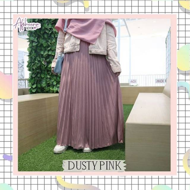 Rok Plisket Warna Dusty Pink Real Picture Shopee Indonesia