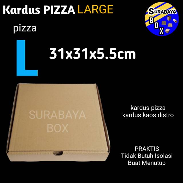 

KARDUS PIZZA L LARGE 31x31x5.5cm KOTAK BOX DUS COKLAT POLOS PACKING BAJU