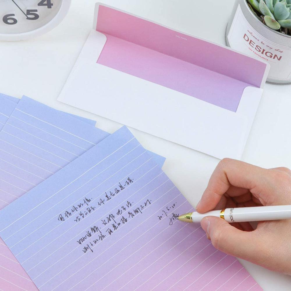 Kertas Alat Tulis Tulisan Agustina Perlengkapan Sekolah Siswa Gradien Warna-Warni Rainbow Stationary Letter paper