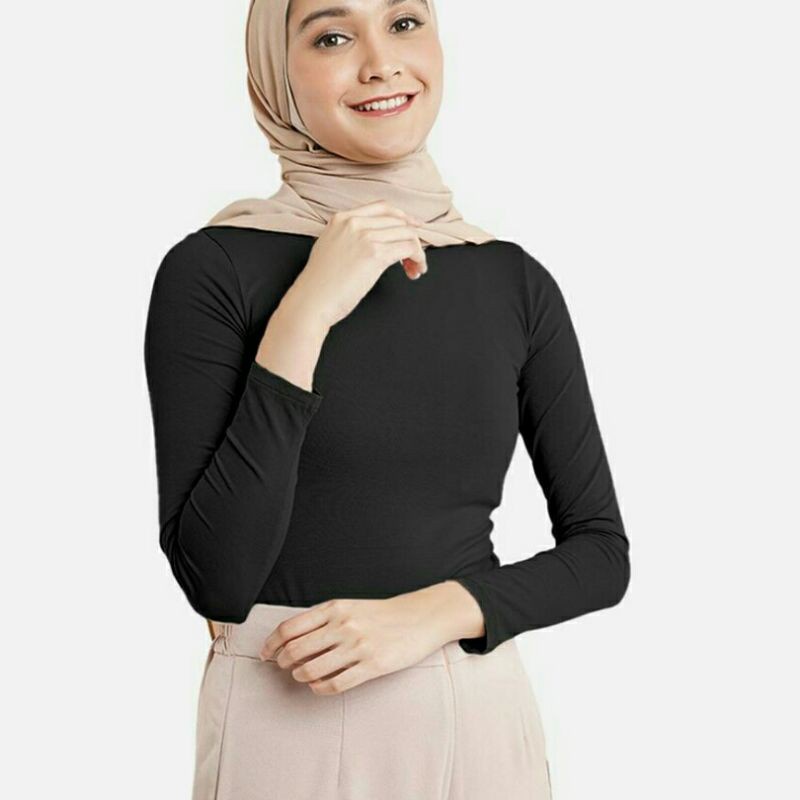 manset baju wanita kaos-mangset lengan panjang-terbaru dan termurah-warna putih hitam nevi coksu maron- M L XL