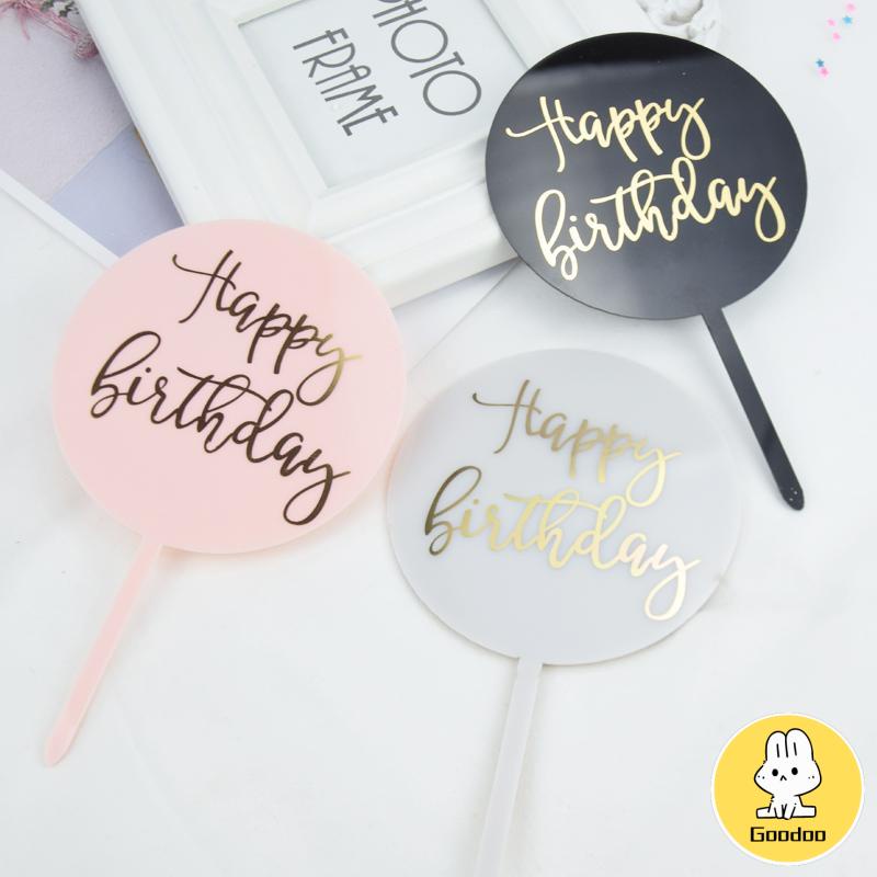 Cake Topper Happy Birthday / Tusukan Hiasan Kue Happy Birthday Acrylic -Doo