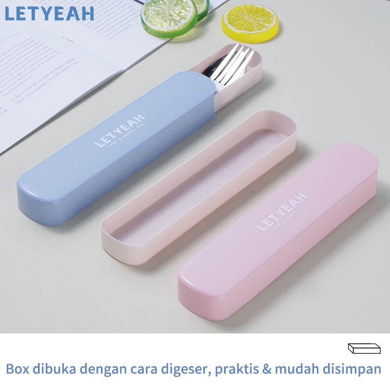 letyeah Cutlery set stainless / sendok garpu set portable / alat makan set 3 in 1