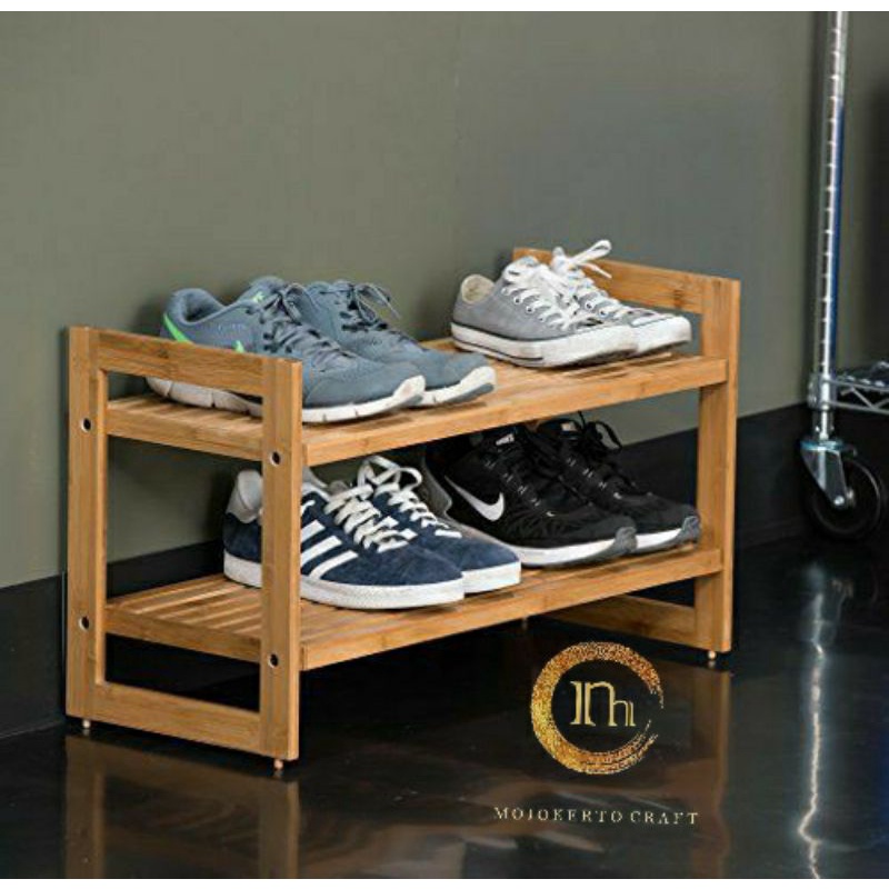 rak sepatu kayu jati belanda minimalis