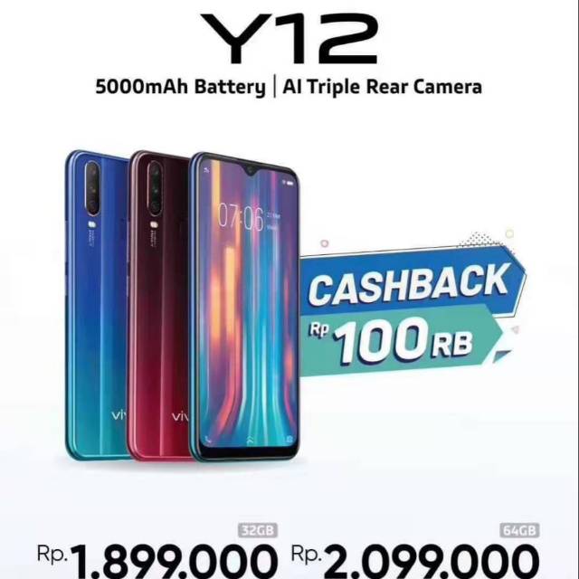Vivo y12 Ram3/32 Garansi resmi