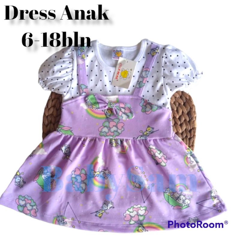 DRESS ANAK COLA BEAR MOTIF KUCING LUCU 3-18BULAN || DRESS BAYI MURAH