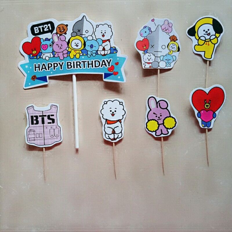 hiasan kue ulang tahun cake topper karakter BT21 bt 21 korea
