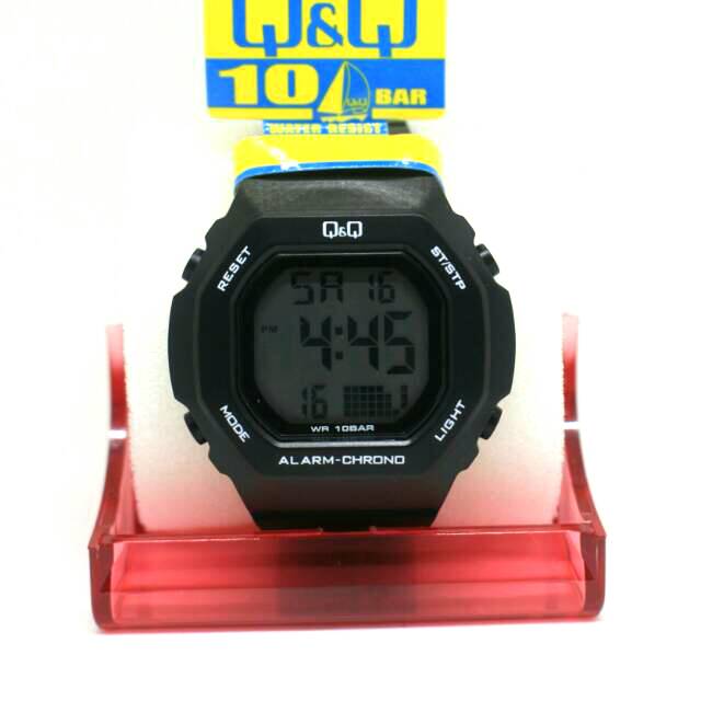 Jam Tangan Anak Cewek Cowok Pria Wanita QQ Q&Q Digital M137J001Y Warna Hitam Tali Rubber Karet