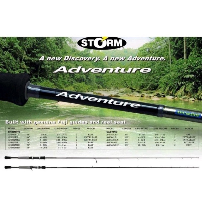 Joran Storm Adventure AVS 662 gen 1 2-6lb dan 4-10lb Free Pack peralon