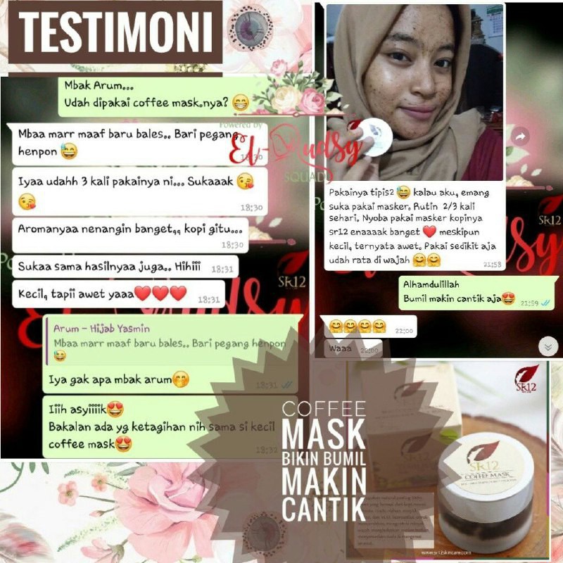 COFFEE MASK SR12 PEELING NATURAL / MASKER PEELING KOPI MENGATASI KOMEDO FLEK HITAM BEKAS JERAWAT