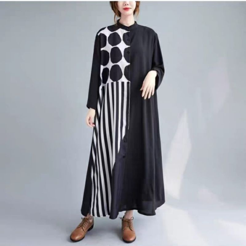 MDLV ~ 83004# Arletta Maxi Dress Oversize Dress Long Dress Big Size Fashion Import