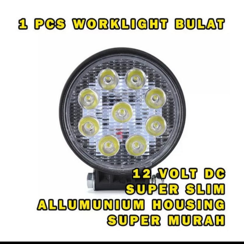 Lampu Sorot WORKLIGHT LED BULAT 27W Lampu Tembak 9 MATA Motor Mobil