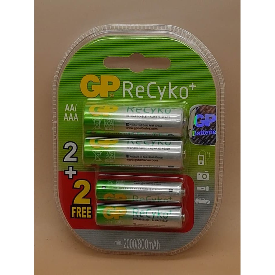 Baterai Gp Combo Recyko Aa 2000Mah + Aaa 800Mah Rechargeable