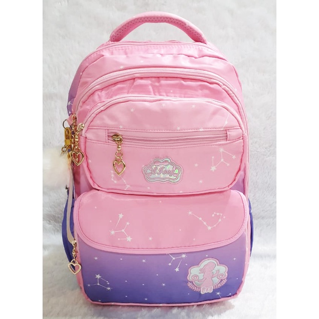 RANSEL / BACKPACK TAS Anak Sekolah SD / SMP / REMAJA 17&quot; UKURAN BESAR MODEL PRS MASA KINI GANTUNGAN BULU IMPORT