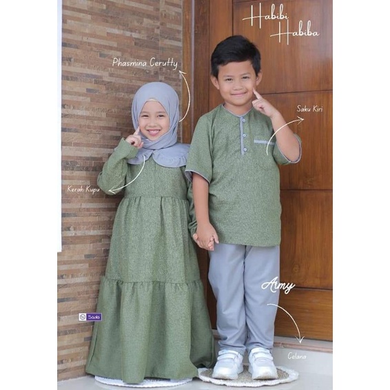 Setko habibi katun madinah original sada hijab / set dress habiba/ set couple habibi habiba toyobo f
