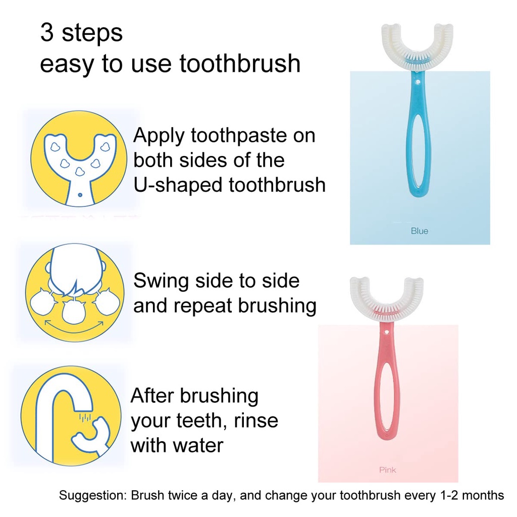 Sikat Gigi Anak Bentuk U Bahan Silikon utk Usia 2-6 Tahun| Training Toothbrush