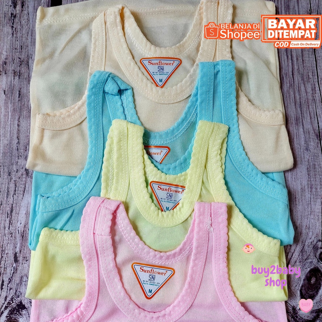 Singlet bayi Sun Flower Mix Warna dan Putih usia 6 bulan s.d 3 tahun Isi 6 PCS